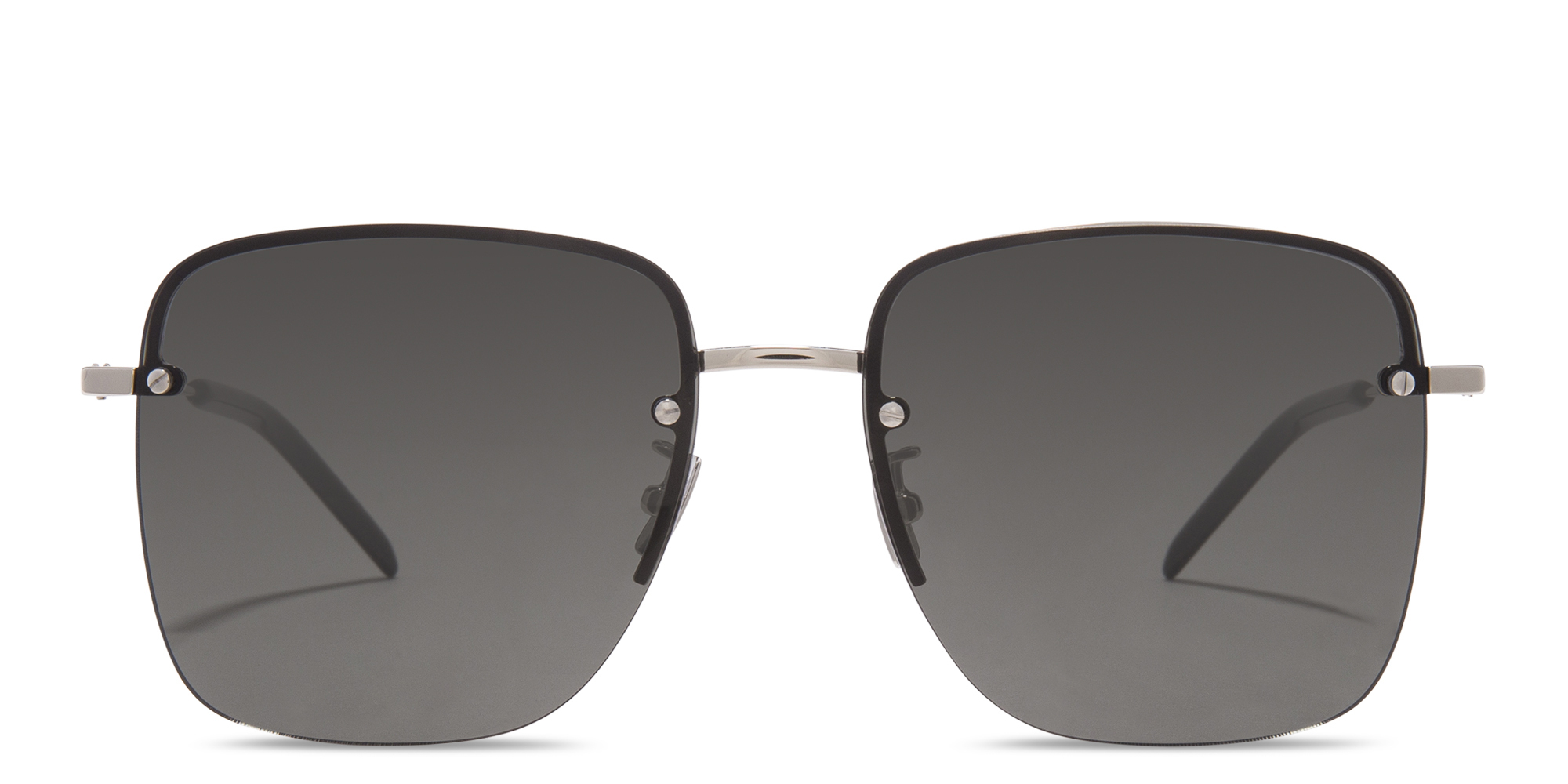 

Half-Rim Square Sunglasses, Silver