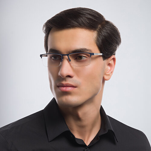 EMPORIO ARMANI Half Rim Rectangle Eyeglasses