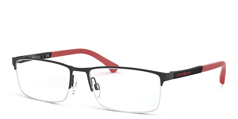 أمبوريو أرماني نظارة طبية مستطيلة واسعة بنصف إطار
