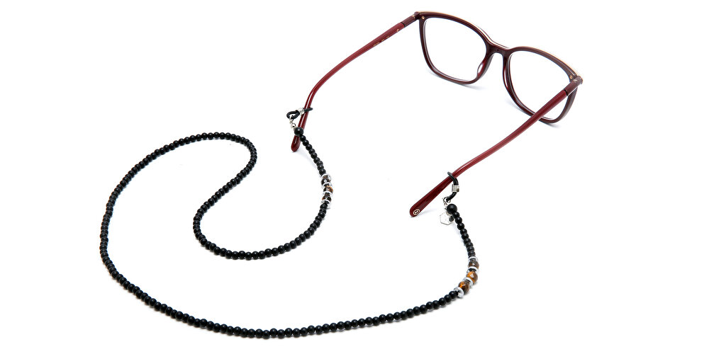 The RICCI DISTRICT Onyx & Tiger's Eye Glasses Chain