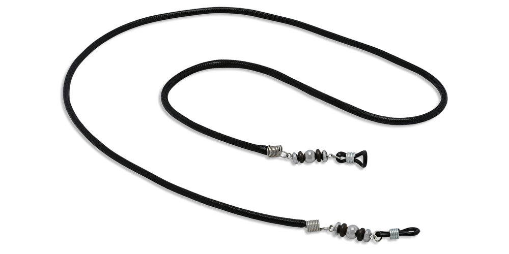 The RICCI DISTRICT Black Faux Leather Rope Glasses Chain