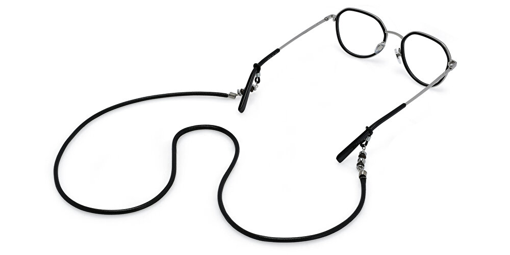 The RICCI DISTRICT Black Faux Leather Rope Glasses Chain