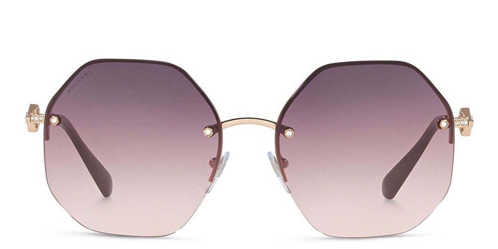 BVLGARI Half Rim Irregular Sunglasses