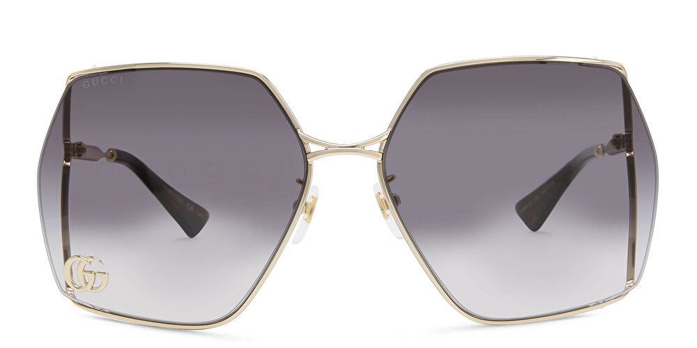 GUCCI Half Rim Wide Irregular Sunglasses