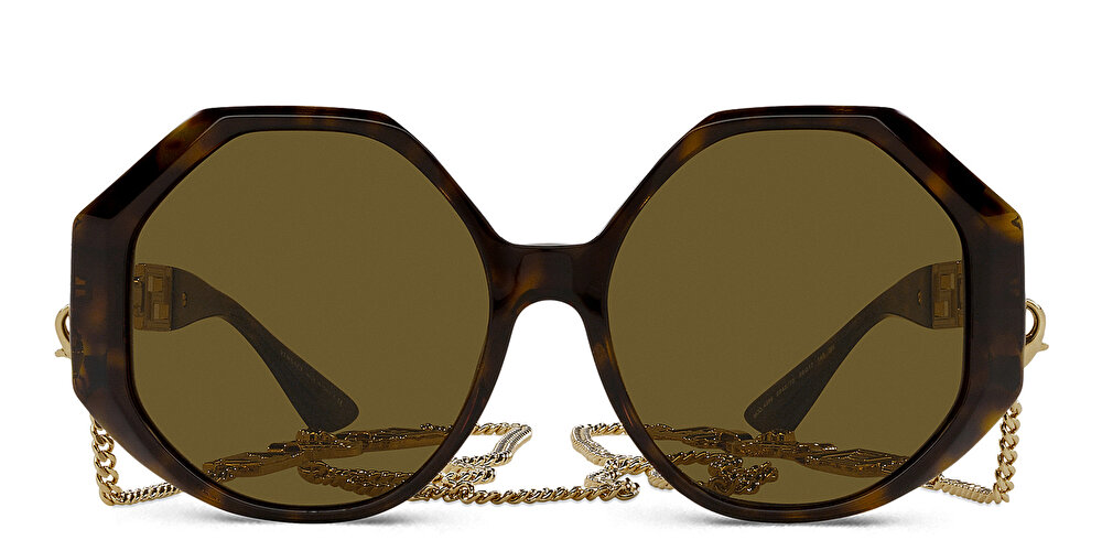 VERSACE Greca Oversized Wide Sunglasses