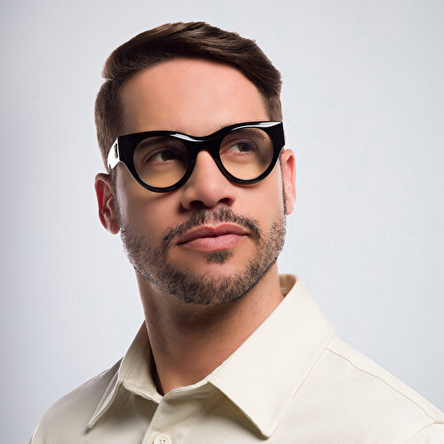 أوف وايت نظارة طبية بإطار دائري للجنسين