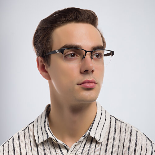 أمبوريو أرماني نظارة طبية  مستطيلة واسعة بنصف إطار