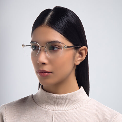 BVLGARI Rimless Irregular Wide Eyeglasses