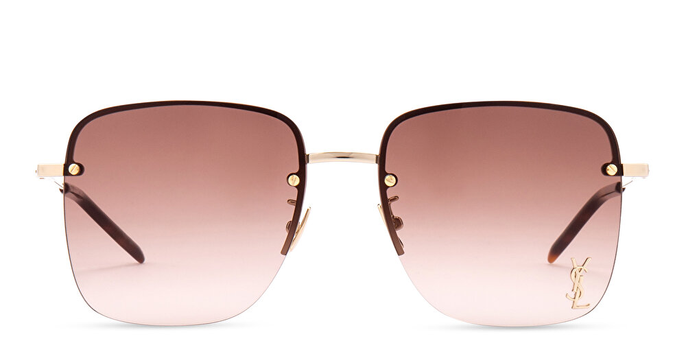 SAINT LAURENT Half-Rim Square Sunglasses