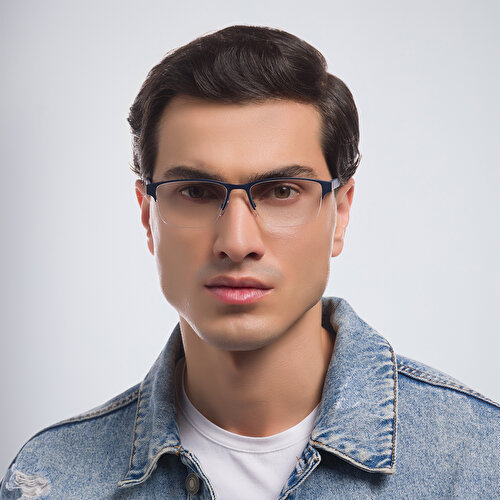 EMPORIO ARMANI Half-Rim Rectangle Eyeglasses