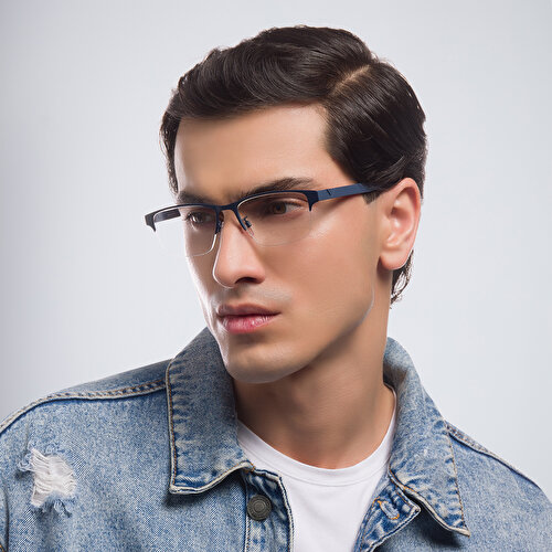 EMPORIO ARMANI Half-Rim Rectangle Eyeglasses
