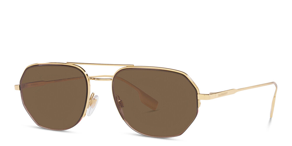 BURBERRY Half-Rim Irregular Sunglasses