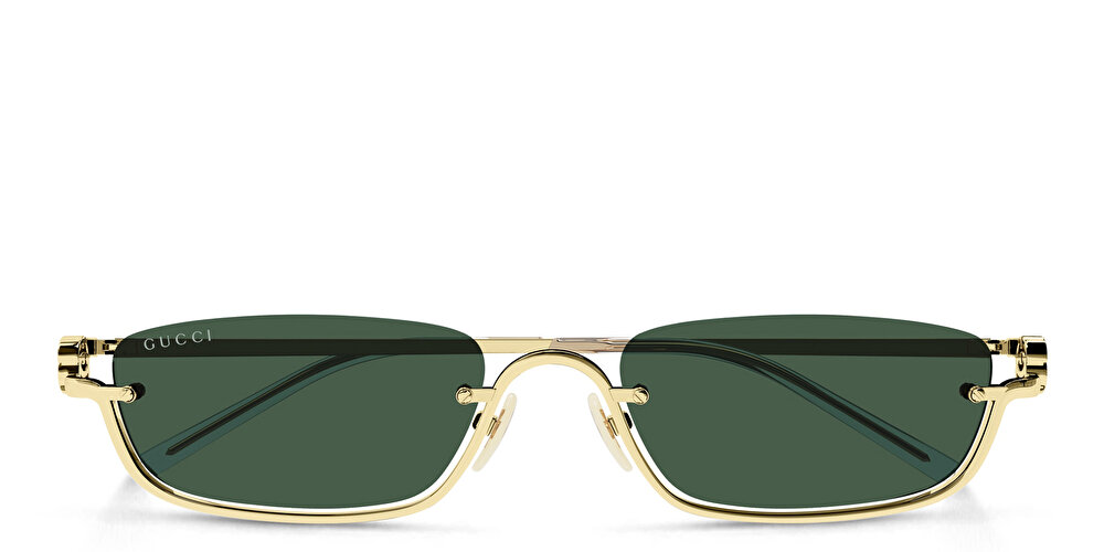 GUCCI Unisex Half-Rim Rectangle Sunglasses