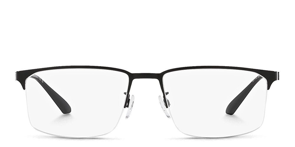 EMPORIO ARMANI Wide Half-Rim Rectangle Eyeglasses