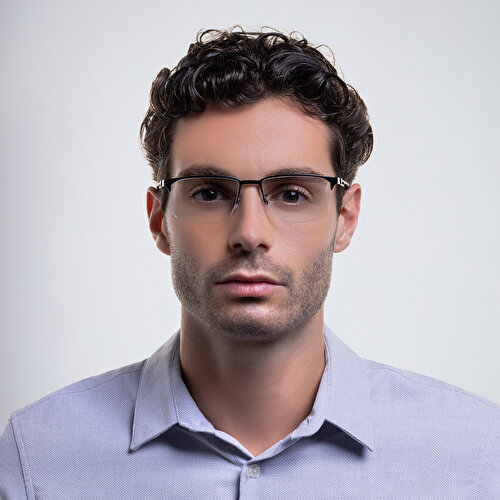 EMPORIO ARMANI Wide Half-Rim Rectangle Eyeglasses