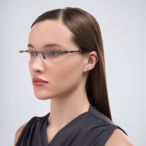 BALMAIN Unisex Rimless Rectangle Eyeglasses 