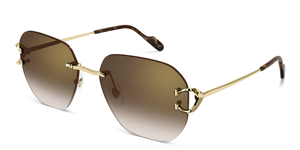 Cartier Signature 'C'de Cartier Unisex Rimless Rectangle Sunglasses