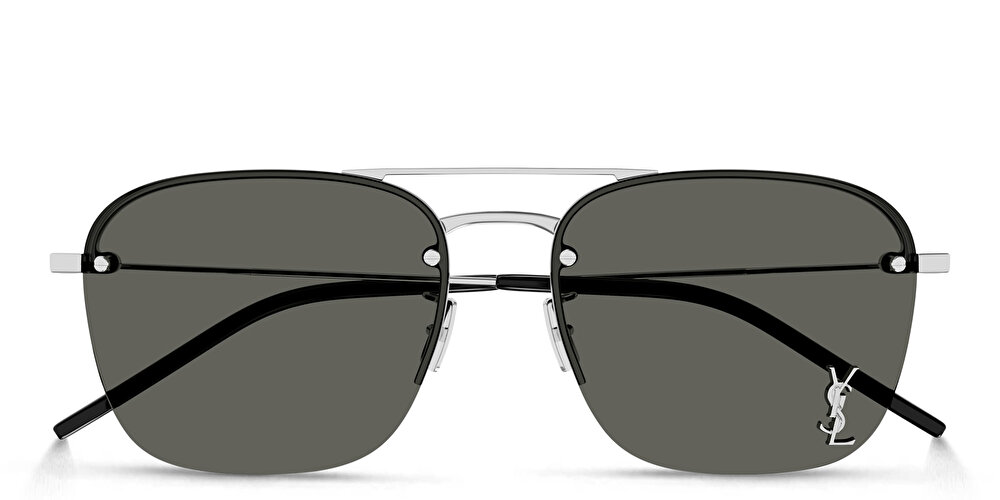 SAINT LAURENT Half-Rim Aviator Sunglasses 