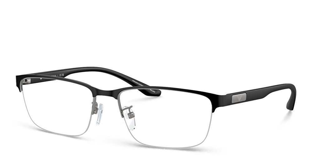 EMPORIO ARMANI Half-Rim Wide Rectangle Eyeglasses