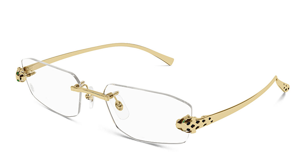 كارتييه نظارات طبية پانتير دو كارتييه مستطيلة واسعة بدون إطار للجنسين