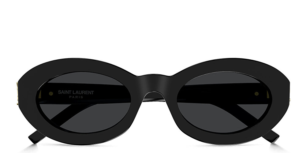 سان لوران نظارات شمسية بيضاوية بشعار العلامة على المفصّلات