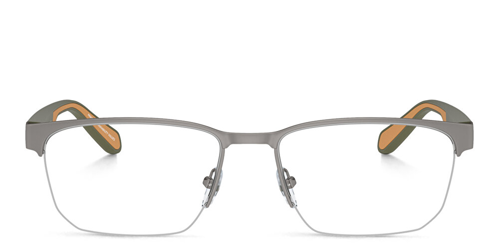 أمبوريو أرماني نظارات طبية غير منتظمة واسعة بنصف إطار بشعار العلامة