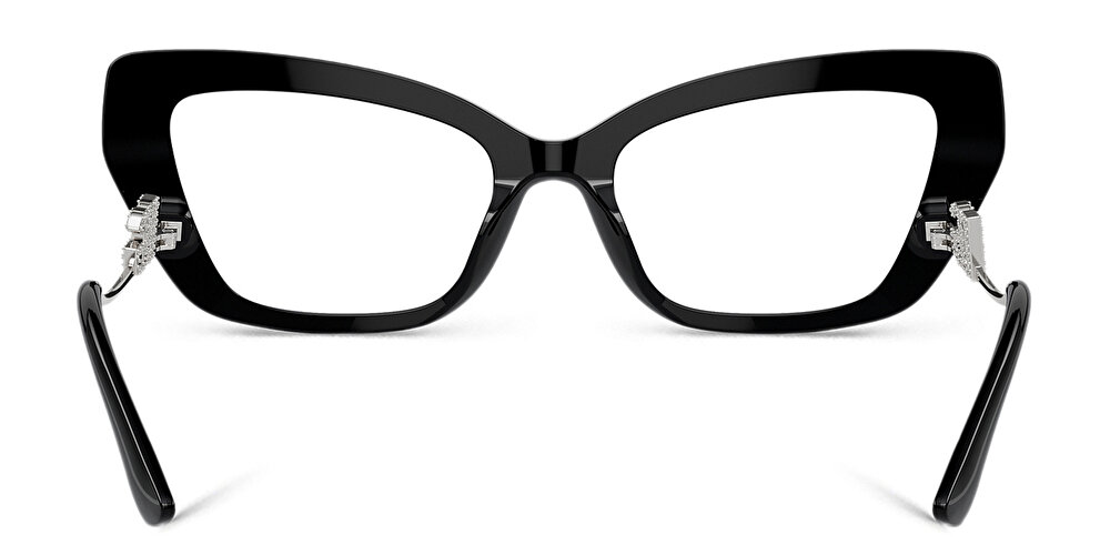 DOLCE & GABBANA Rhinestone DG Motif Wide Cat-Eye Eyeglasses