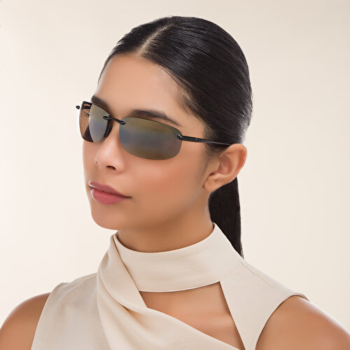 Maui Jim Ho'Okipa Unisex Rimless Wide Rectangle Sunglasses